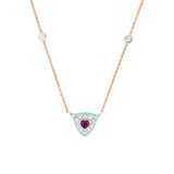 Collana Bonbon Triangolo Rodolite, Turchese e Diamanti