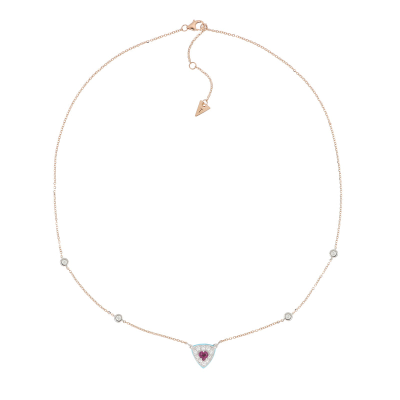 Collana Bonbon Triangolo Rodolite, Turchese e Diamanti